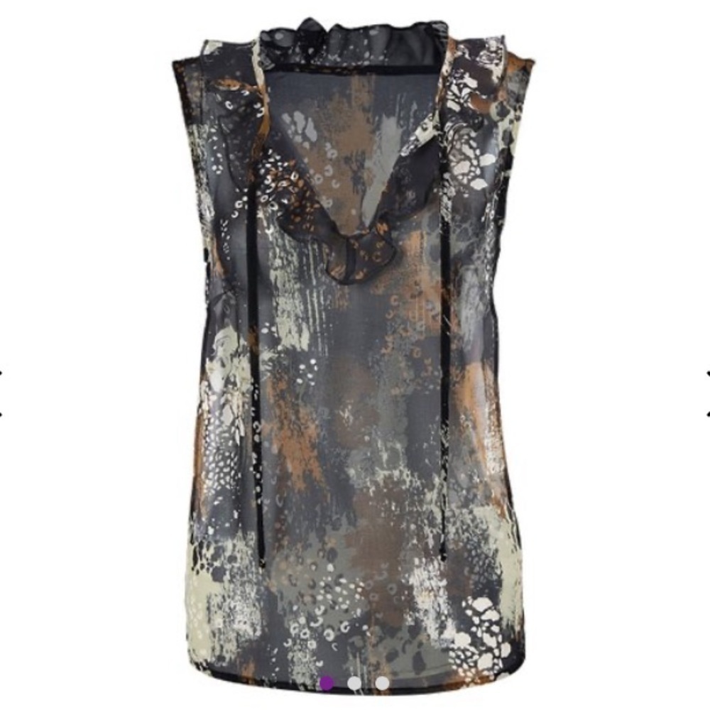 Cabi  Gray & Brown Burst Incandescent Sleeveless Top - Sz M EUC - Picture 5 of 13